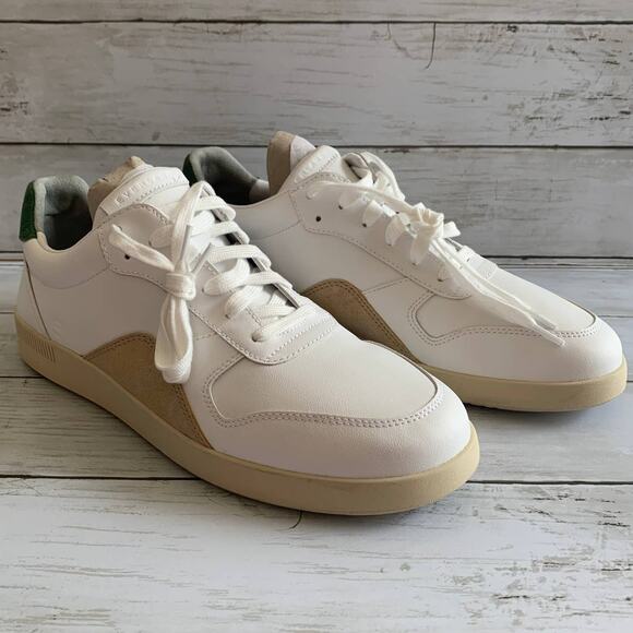 NEW Everlane The Releather Court Tennis Shoes Sneakers in White/Green/Tan - Picture 2 of 8